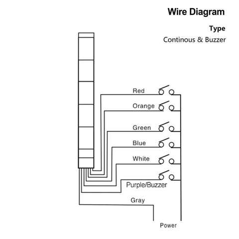 Wire diagram for Industrial Signal Light Tower LED Red And Green With Buzzer 110V AC 2W LTA-502TJ for machinery and control panels.