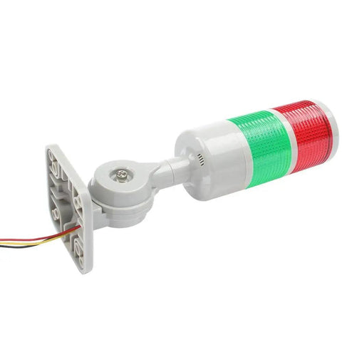 Industrial LED Signal Tower Light With Rotatable Base And 90dB Buzzer, two-layer tower lamp with green and red lights, external view