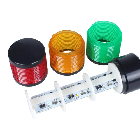 Components of Industrial Led Signal Tower Light 3 Tier Stack With Rotatable Base Buzzer 90dB Alarm Steady Or Flashing