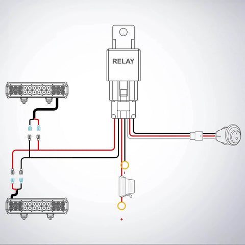 Diagram of LED Light Bar Wiring Harness Kit With 12V On Off Switch And Power Relay, Blade Fuse for off-road light bars.