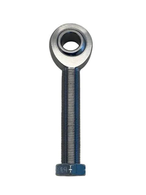 Left hand Heim joint rod end with 3/4 inch bore and 4 inch long shank, 3/4-16 threaded chromoly joint, front view