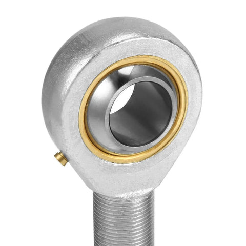 POSB5L rod end bearing kit, 5/16 inch bore with 5/16-24 left hand male thread, self lubricating heim joint, close-up view.