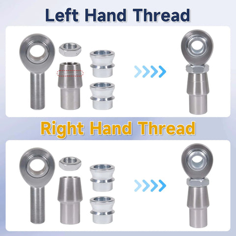 3/4 Heim Joints Rod End Kit with Right and Left Hand Threads, 0.75 Chromoly Suspension and Steering Set components displayed