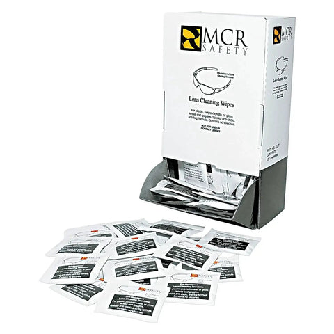 Premoistened Lens Cleaning Towelettes Anti Fog Anti Static Box Of 100 with individually wrapped wipes and box dispenser