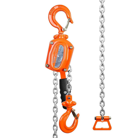 Manual Lever Chain Hoist 1/2 Ton 1100 Lbs Capacity 5 Ft Come Along G80 Galvanized Dual Pawl Brake and 360 Degree Hook
