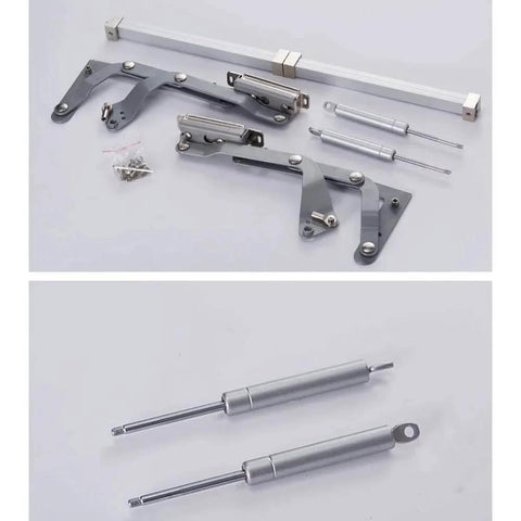 Cabinet Door Hinges, Lift Up Mechanism Support Vertical Swing Lifting Stay Strut Hydraullic Cylinder, silver parts set