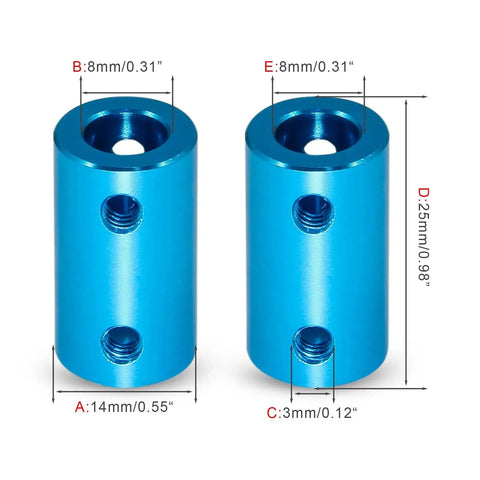 2 Pack 8mm Shaft Coupler Set For Stepper Motors Aluminum Alloy Bore Rigid And Flexible Shaft Couplings In Light Blue