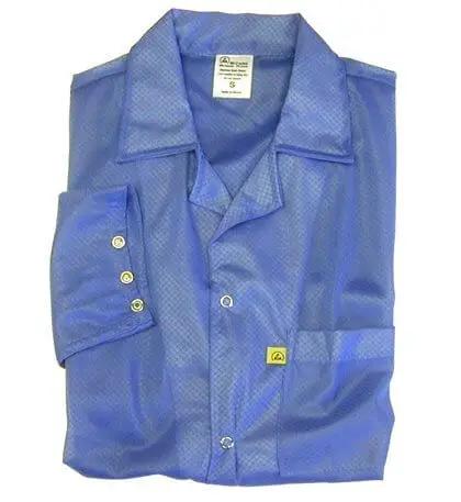 Level 3 ESD Lab Jacket For Cleanrooms And Electronics Work, Light Blue 4XL Anti Static Full Sleeve Coat With Snap Cuffs, folded view
