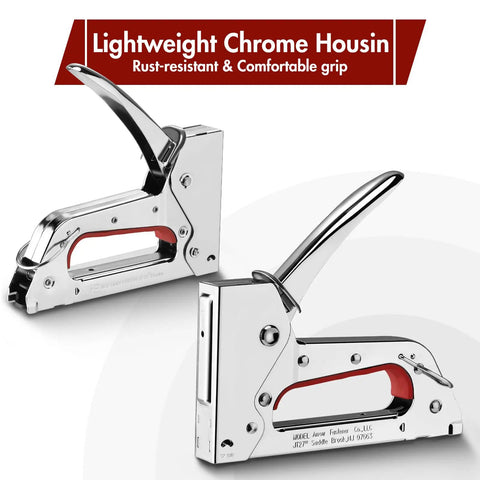 Light Duty Staple Gun Kit With 2000 Three Eighths Inch JT21 Staples Rubber Grip And Chrome Steel Housing for DIY projects