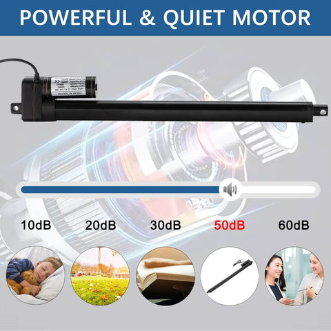 6 Inch 6" Stroke Linear Actuator IP65 Waterproof Heavy Duty 12V 3000N/660lbs Maximum Lift with Mounting Brackets