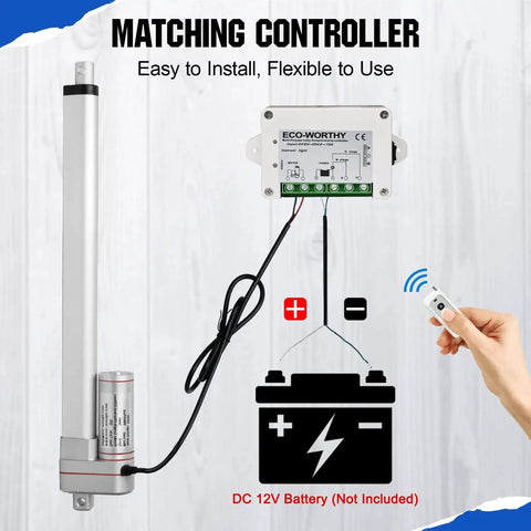 Heavy Duty 12 Inch Linear Actuator 3000N 675 Lbs 12V with IP65 housing and mounting brackets with matching controller