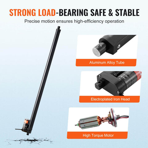 Linear Actuator 12V, 20 Inch High Speed 0.55"/s with aluminum alloy tube, electroplated iron head, and high torque motor.