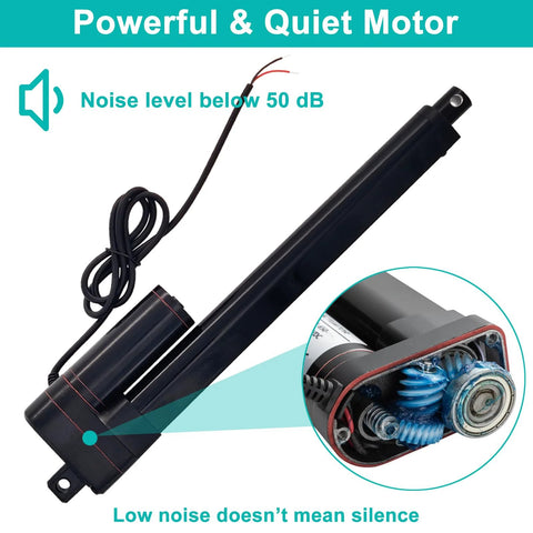 JQDML 24V 6-in stroke linear actuator with mounting bracket, black, IP65 waterproof, 660 lbs (3000 N)