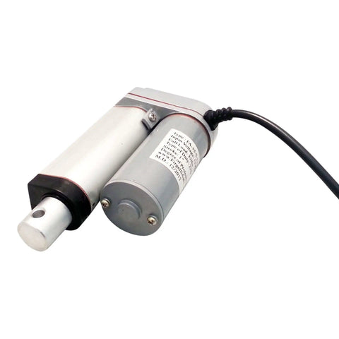 3 Inch Stroke Light Duty Linear Actuator With 200 Lbs Dynamic Force And 400 Lbs Static Capacity, 12V DC, IP54 Rated Dust And Water Splash Resistant, Aluminum Shaft, Delivers About 0.3 In Per Second At Full Load, side view.