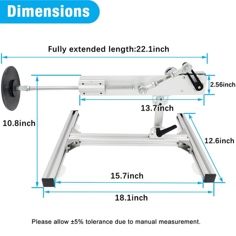 JQDML 24V linear actuator with adjustable 1.18–6 in stroke, mounted on stand with suction cup and controller