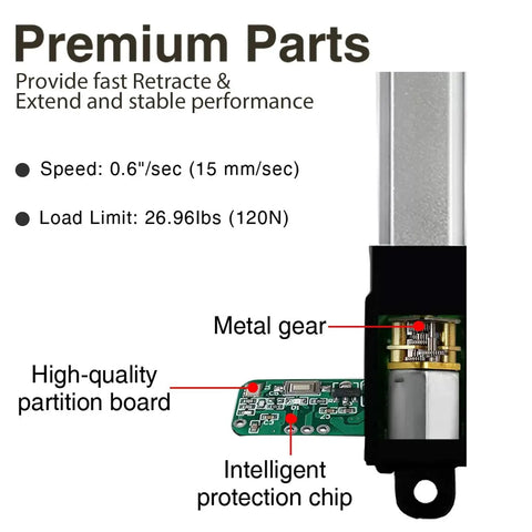 High Speed 50mm Stroke 12V IP54 Aluminum Alloy Linear Actuator with internal metal gear and chip