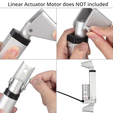 Justech 2-pack mounting brackets for 12V linear actuators, silver galvanized steel with mounting hardware