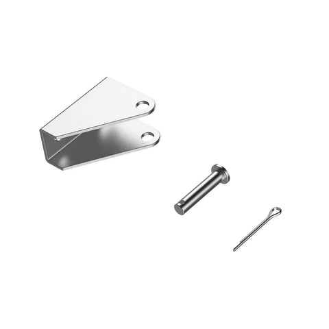 Mounting hardware for Beefy 12V Heavy Duty Linear Actuator With 8 Inch Stroke, including bracket, pin, and clip.