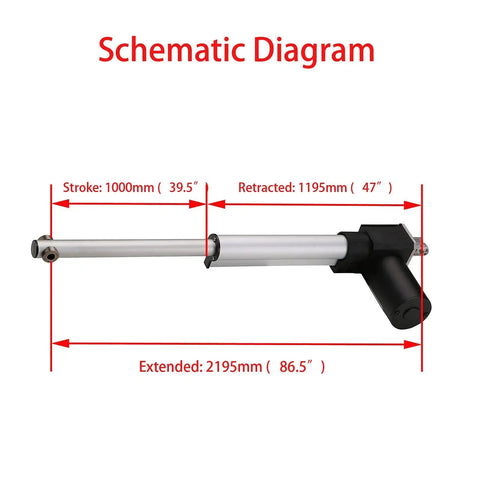 Heavy Duty Waterproof Linear Actuator 12V 6000N 1000mm Stroke Built Tough For Medical Equipment Auto Cars Recliners Solar Trackers And TV Lifts JQ MQ YW05 Durable Aluminum Housing With 3.5 Millimeter Per Second Speed And Stable High Load Performance.