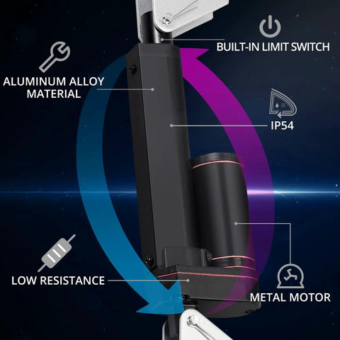 12V Linear Actuator 160LBS 750N, 6 Inch Stroke 150mm, IP65 Waterproof With aluminum alloy material and metal motor features