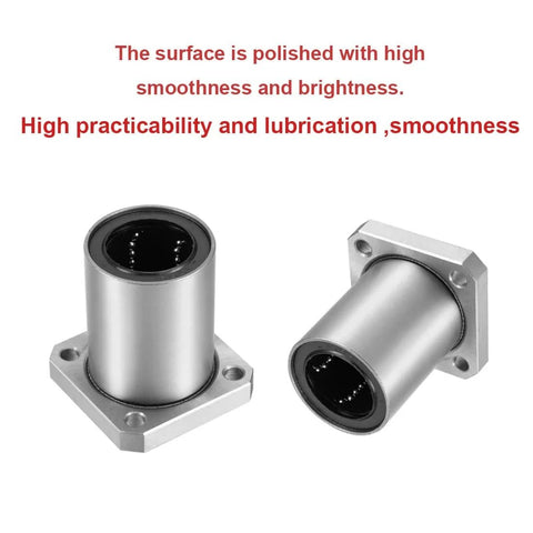 Linear Ball Bearings, LMK25LUU 25mm Square Flange Linear Motion Bushing Double Side Rubber Sealed for 25mm Linear Shaft, front view of two bearings
