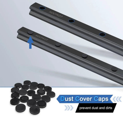 1000mm HGR20 Linear Guide Kit With Four HGH20CA Carriage Blocks And End Stop Blocks for DIY CNC routers dust cover caps shown