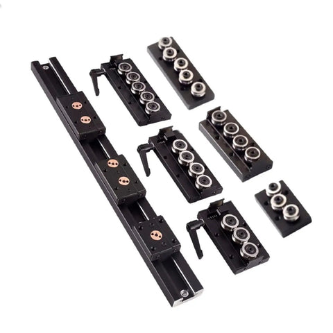 Double Axis Roller Ball Bearing Linear Motion Guide Rail Track SGR08 780mm Length with SGB08-3UU Blocks, components displayed