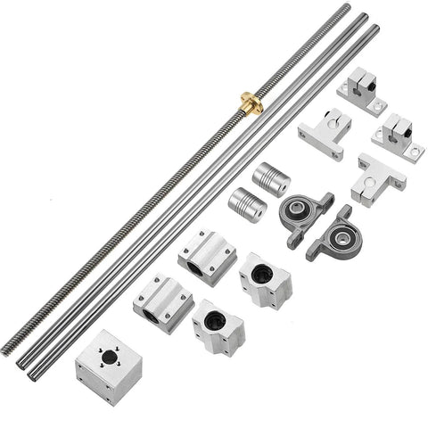 16 Piece 500mm Linear Motion Set with 8mm rods, lead screw, SK8 supports, SCS8UU bearings, KP08 pillow blocks and flexible couplings