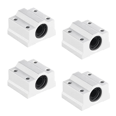 Set of four SCS8UU linear motion bearings for use in 16 Piece 500mm Linear Motion Set with 8mm rods, lead screw, SK8 supports.