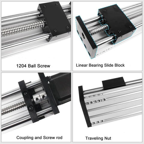 Linear Motion Stage Actuator With 1204 Ball Screw And 20mm Square Rail CNC Linear Guide details and components