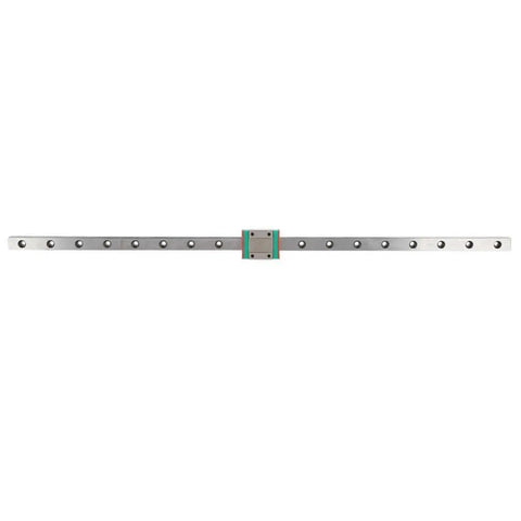 Front view of Compact Lightweight Linear Rail 12mm Wide With Slide Block for smooth motion in automation, 450mm length.