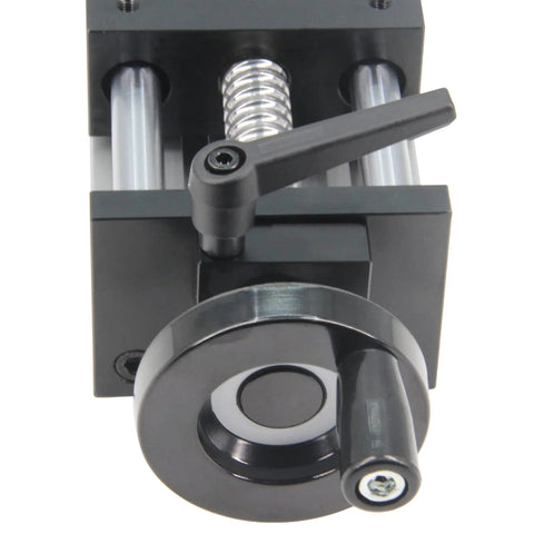 Close-up of 100mm effective stroke length linear rail guide double optical axis with ballscrew sfu1605 and manual sliding table for CNC