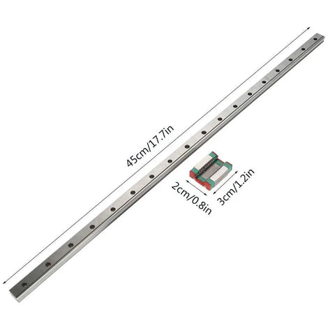 Beefy Miniature Linear Rail Guide With 12mm Width Slide Block Ball Retainer And Lubrication System 450mm Length, top view.