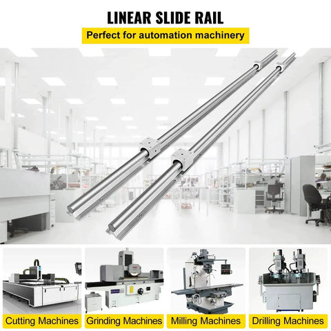 Complete Two Pack Linear Rail Kit With Two 2000mm SBR16 Rails And Four Square Type Carriage Blocks For Ultra Smooth CNC Motion High