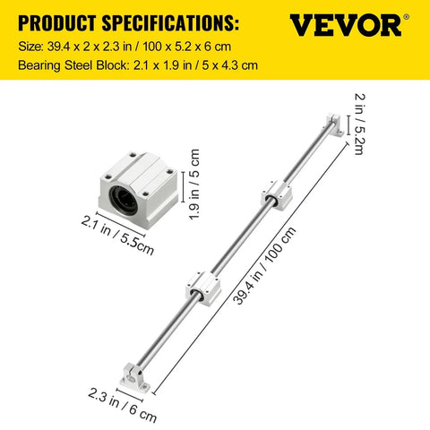Ultra Smooth Linear Rail Kit For CNC And DIY Projects BestEquip 20mm x 1000mm shafts with block bearings and supports