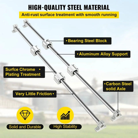 Ultra Smooth Linear Rail Kit For CNC And DIY Projects BestEquip 2 Pieces 20mm x 1000mm Linear Shafts shown with supports and SC20UU bearings