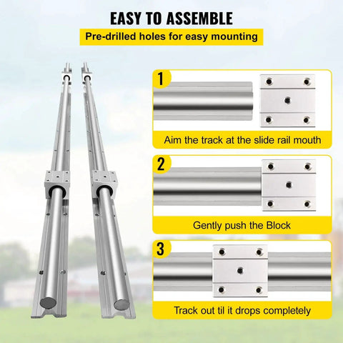 Complete Two Pack Linear Rail Kit With Two 2000mm SBR16 Rails And Four Square Type Carriage Blocks installation guide