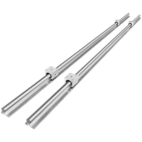 Complete Two Pack Linear Rail Kit With Two 2000mm SBR16 Rails And Four Square Type Carriage Blocks For Ultra Smooth CNC Motion High Rigidity Steel
