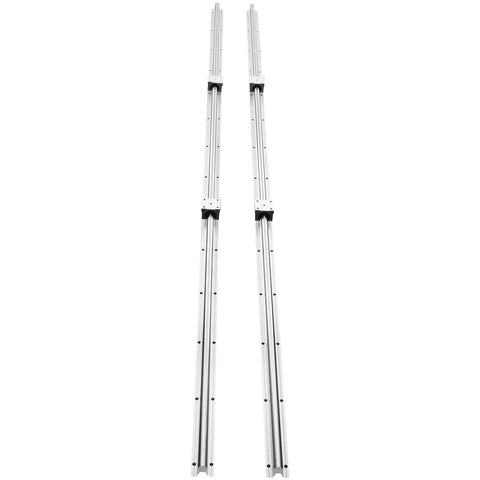 Linear Rail, 2 PCS SBR 20-2200mm, Linear Guideway Rail showing two long metal rails with square carriage blocks