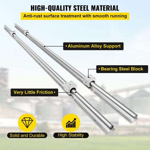 Linear Rail, 2 PCS SBR 20-2200mm with aluminum support and bearing steel block for CNC routers
