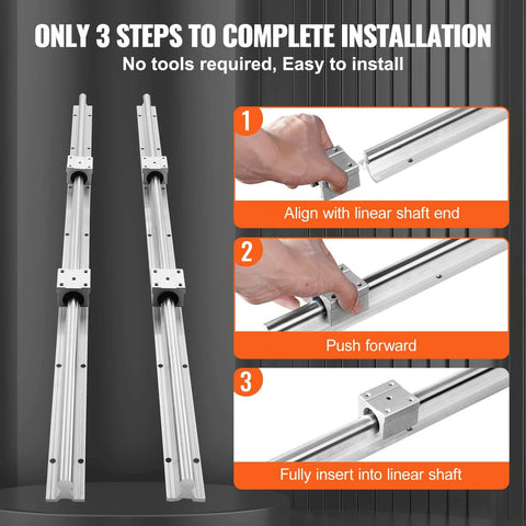 Installation steps for Linear Rail, 2 Set SBR20-1000mm, Linear Slide Rail and 4 PCS SBR20UU Bearing Block Linear Slide Guide.