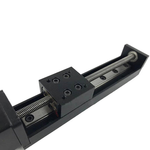 Close-up of Linear Rail 100mm Linear Stage Actuator with Square Linear Rails Mini Slide Table for CNC Router