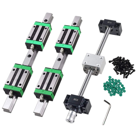 ✝️ 2Pcs HGR15-400MM Linear Rails kit with 4 Bearing Block,1Pcs SFU1204-400MM Ball Screw with Metal Deflector Ball Screw Nut, BF10/BK10 kit