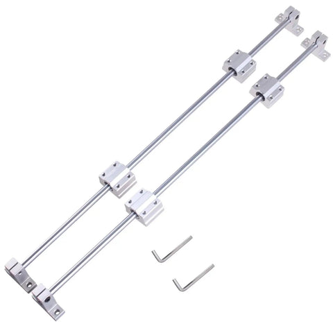 Pro Grade Linear Shaft CNC Parts Kit 16x1000mm Set with 4 SK16 supports, 4 SCS16UU slide blocks, and tools for precise CNC machining.