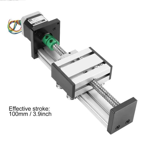 High Precision Ball Screw Linear Slide 1204 with 100mm stroke and 12mm diameter shaft actuator, CNC assembly, aluminum body