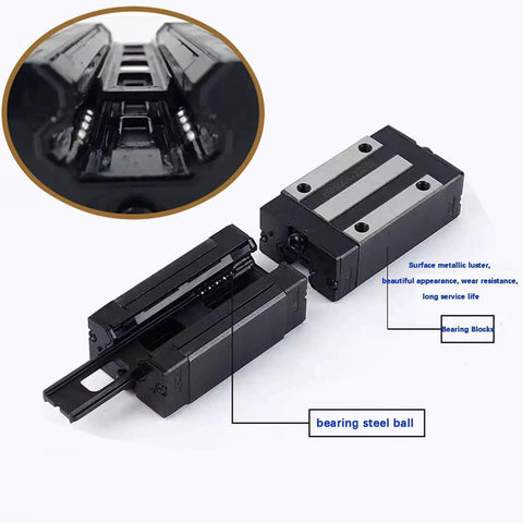 HGH15CA 15mm Linear Slider Bearing Blocks 2Pcs, square carriage with four-point contact, metallic surface, for HG15 HGR15 rail system