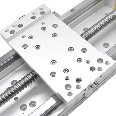 Close-up of Heavy Duty Linear Stage Actuator 24Inch Ballscrew 1605 with HG15 Linear Rail Guide and mounting plate for CNC use.