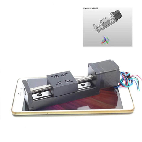 Linear Rail 50mm Linear Stage Actuator with Square Linear Rails Mini Slide Table + NEMA 11 Stepper Motor on tablet