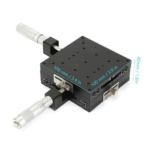 ✝️ Linear Stage, SEMY100-AC 100 * 100 * 40mm Micrometer Manual Slide Table Trimming Cross Roller XY Linear Stage