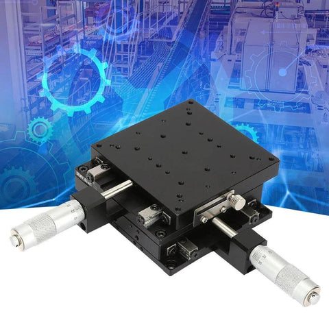 ✝️ Linear Stage, SEMY100-AC 100 * 100 * 40mm Micrometer Manual Slide Table Trimming Cross Roller XY Linear Stage shown in detail